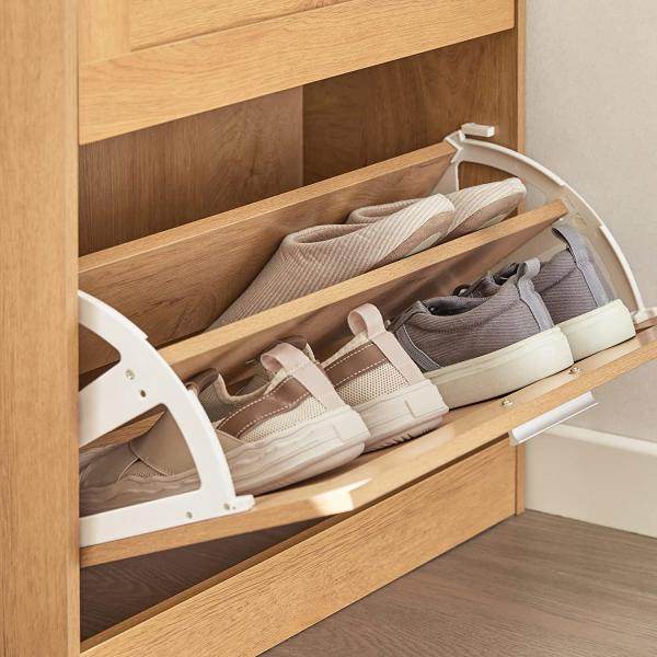 Schuhkipper Schuhschrank Mit 2 Klappen Schuhkommode Natur - Palo24