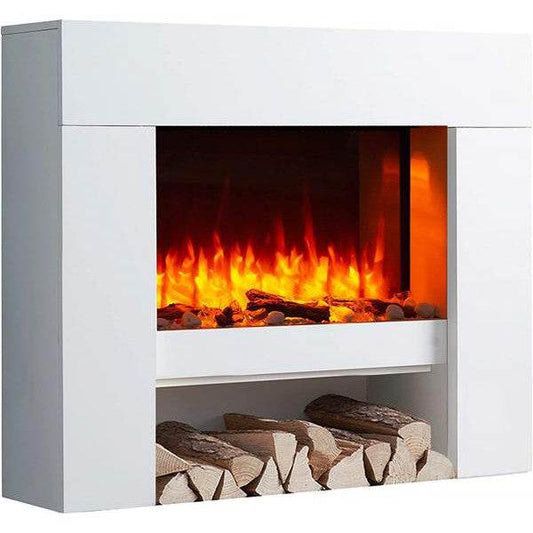 BALDERIA Elektrokamin Naran 3D-Flammeneffekt Heizung 2000W Weiss - Palo24