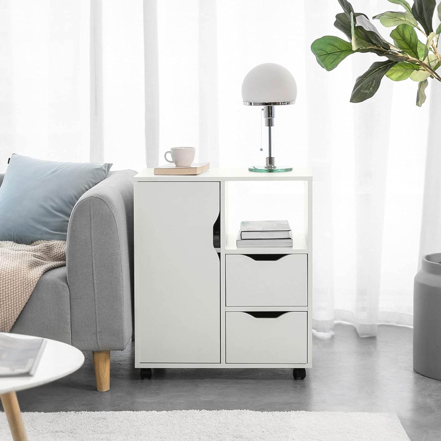 Druckertisch mit Schublade | Beistelltisch | Couchtisch Weiss FBT105-W - Palo24
