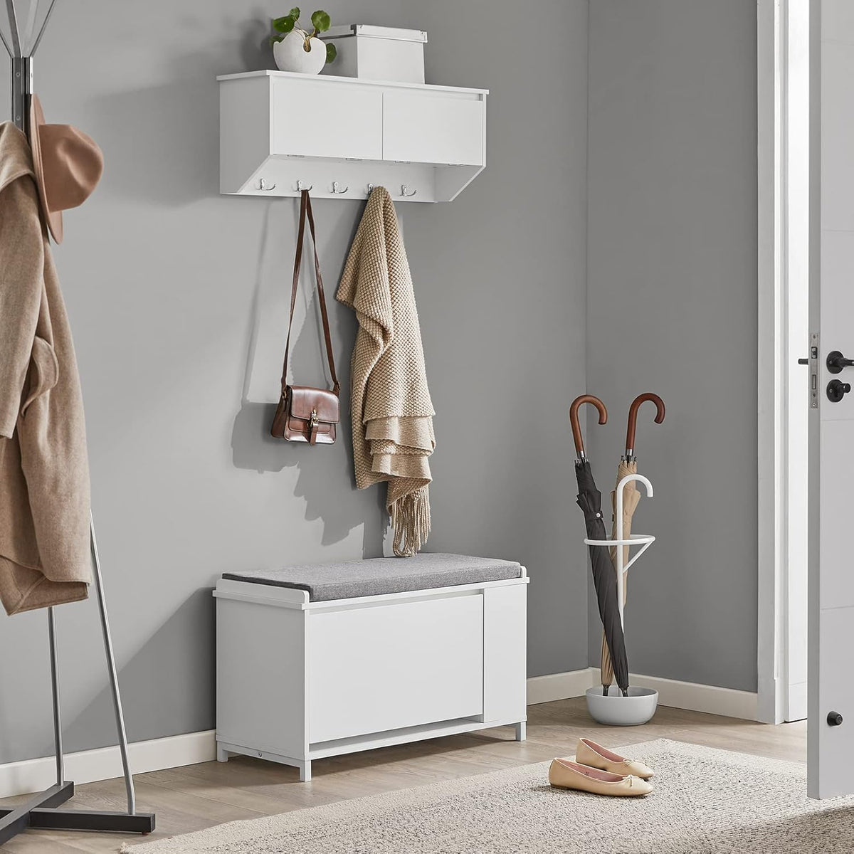 Wandgarderobe | Hängeregal | Flurgarderobe Weiss FHK24-W
