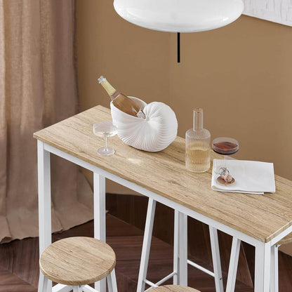 5-teilig Bartisch mit 4 Stühlen | Esstisch set | Stehtisch | Sitzgruppe | Weiss-Natur | OGT22-WN - Palo24