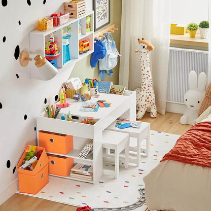 Kindertisch Mit 2 Stühlen | Kindersitzgruppe | Spieltisch | Weiss| KMB75-W - Palo24