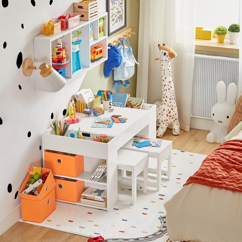 Kindertisch Mit 2 Stühlen | Kindersitzgruppe | Spieltisch | Weiss| KMB75-W - Palo24