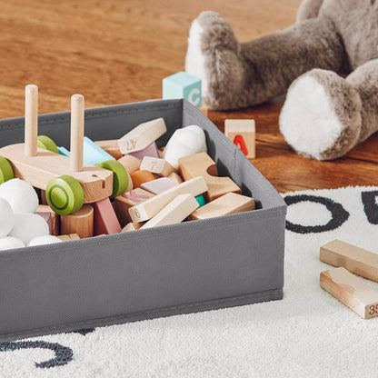 Kinderregal mit 2 Stoffboxen | Bücherregal | Spielzeugtruhe mit Rollen | KMB71-W - Palo24