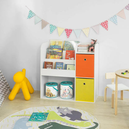 Kinderbücherregal | Spielzeugtruhe | Aufbewahrungsregal für Kinder | Weiss KMB37-W - Palo24