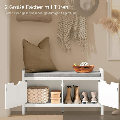 Sitzkommode | Sitzbank mit Sitzfläche | Schuhtruhe | Weiss FSR63-W
