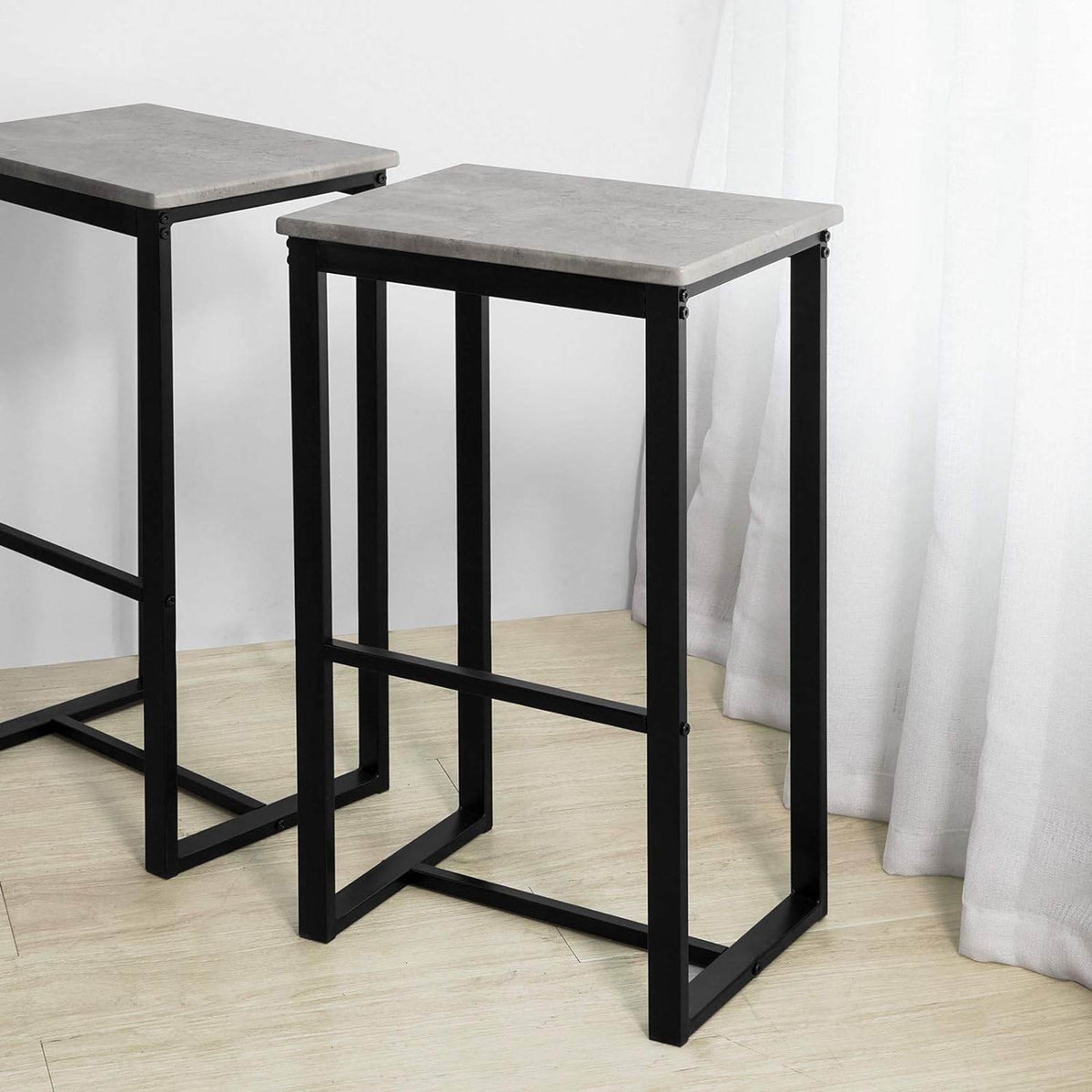 Bartisch mit 4 Hockern | Bartisch set | Stehtisch | 5-teilig | grau | OGT15-HG - Palo24