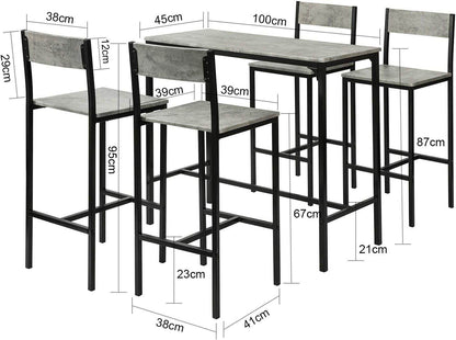 Bartisch mit 4 Hockern | Bartisch set | 5-teilig | OGT14 - Palo24