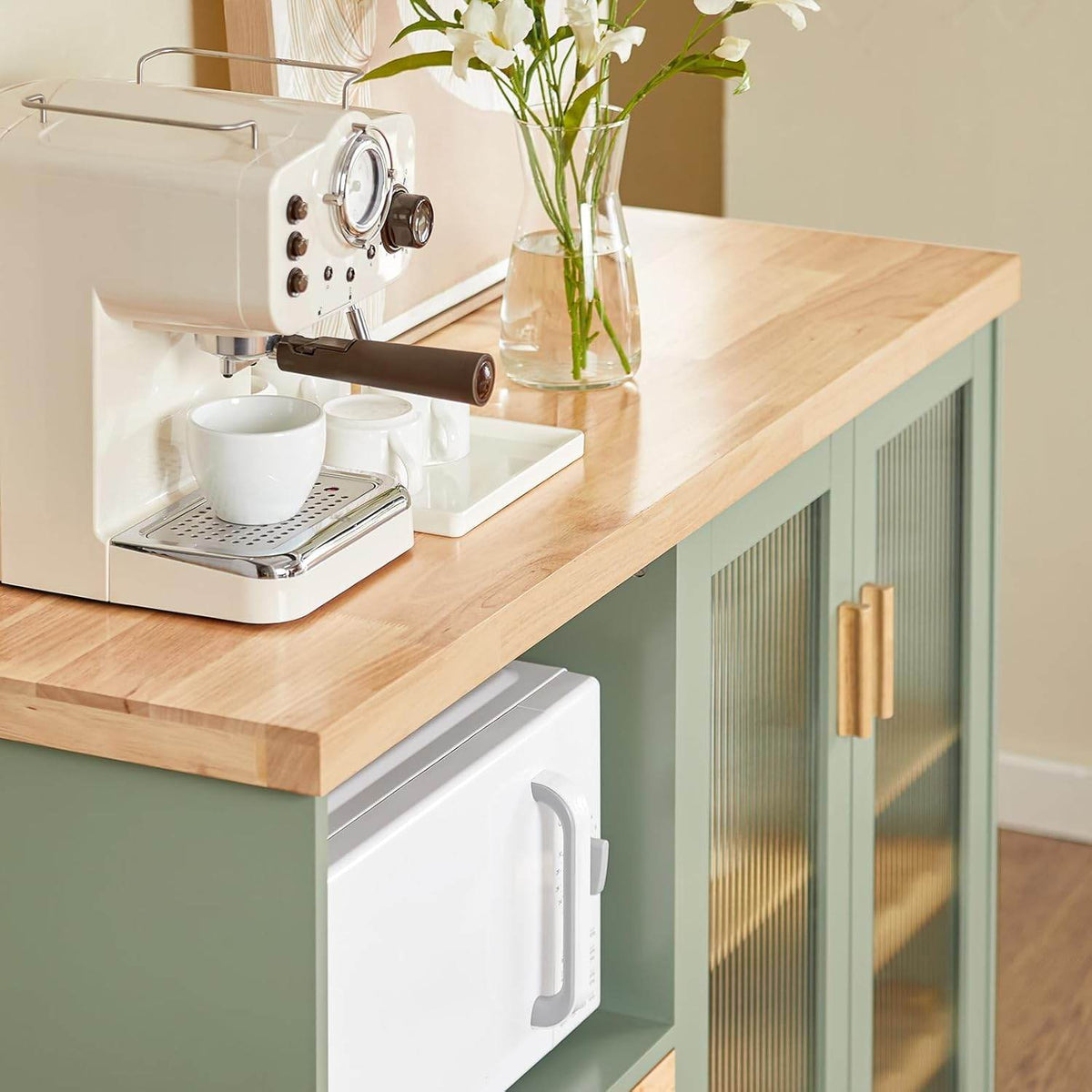 Sideboard mit 2 Glastüren | Küchenschrank | Kommode | Flurschrank | Grün - Palo24