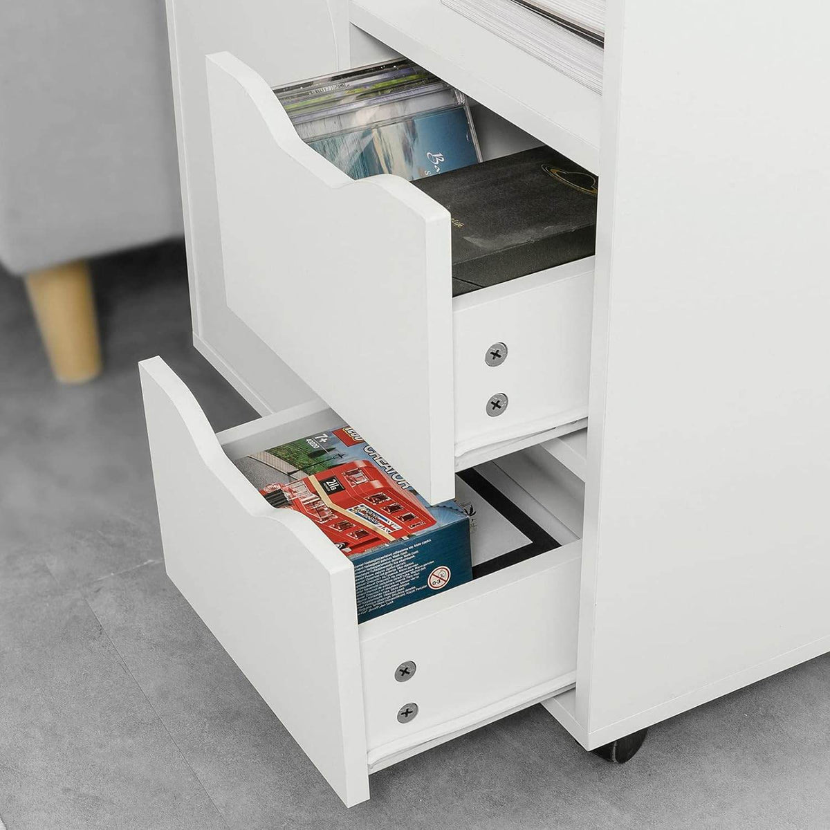 Druckertisch mit Schublade | Beistelltisch | Couchtisch Weiss FBT105-W - Palo24