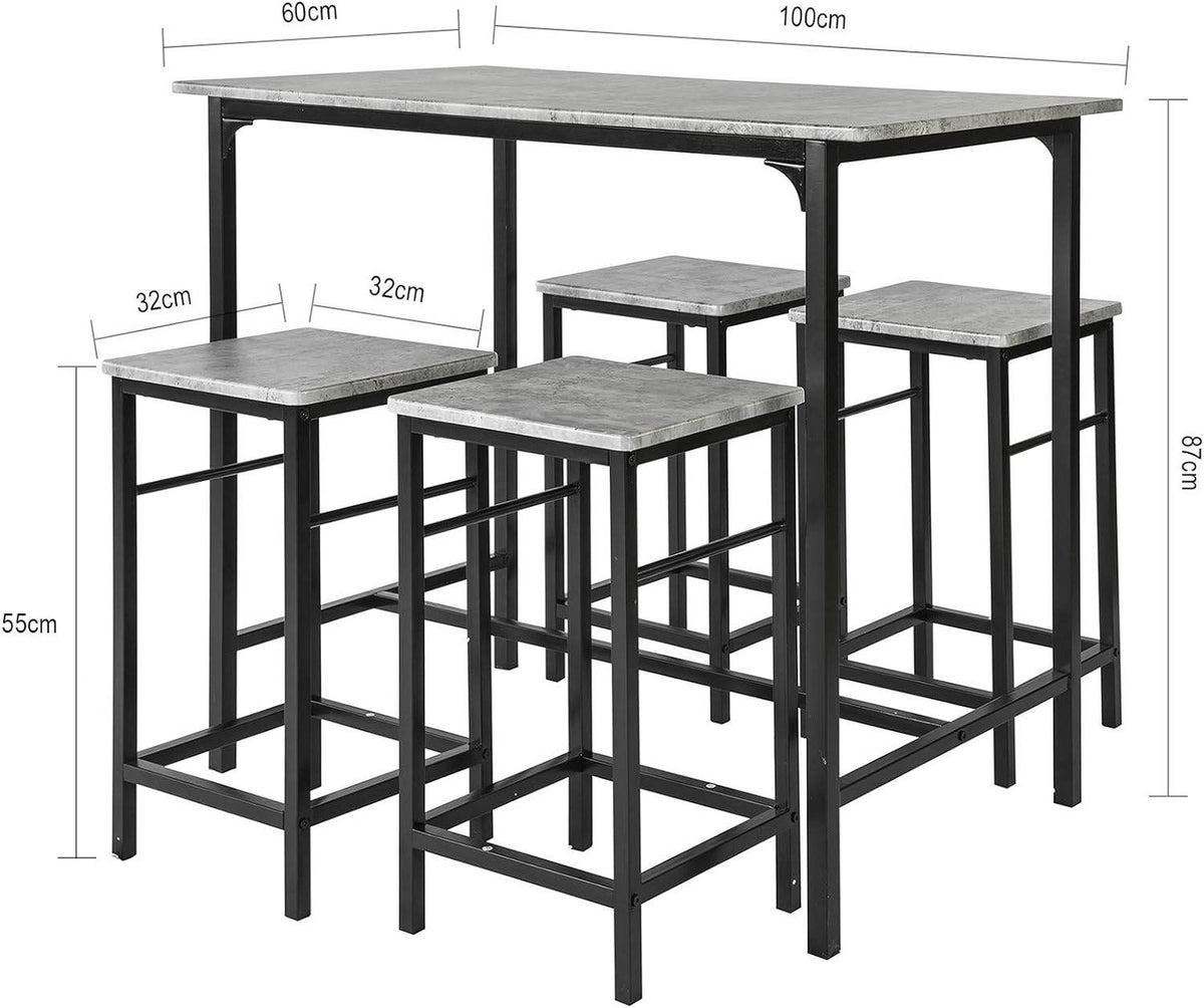 Bartisch mit 4 Hockern | Bartisch set | 5-teilig | OGT11-HG - Palo24