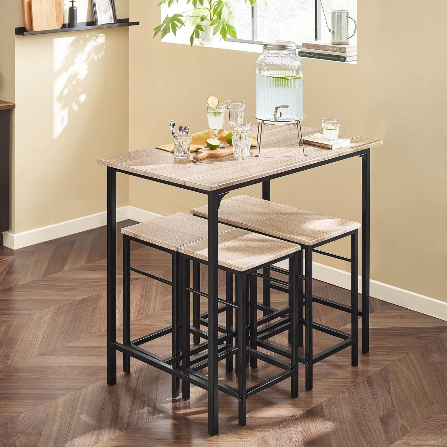 Bartisch mit 4 Hockern | Bartisch set | 5-teilig | OGT11-N - Palo24