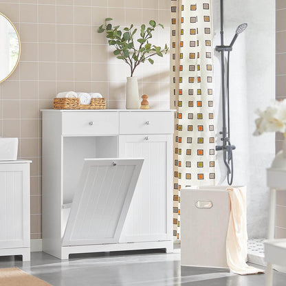 Wäscheschrank mit 2 Wäschesäcke | Wäschesammler | Wäschekorb Weiss BZR33-W - Palo24