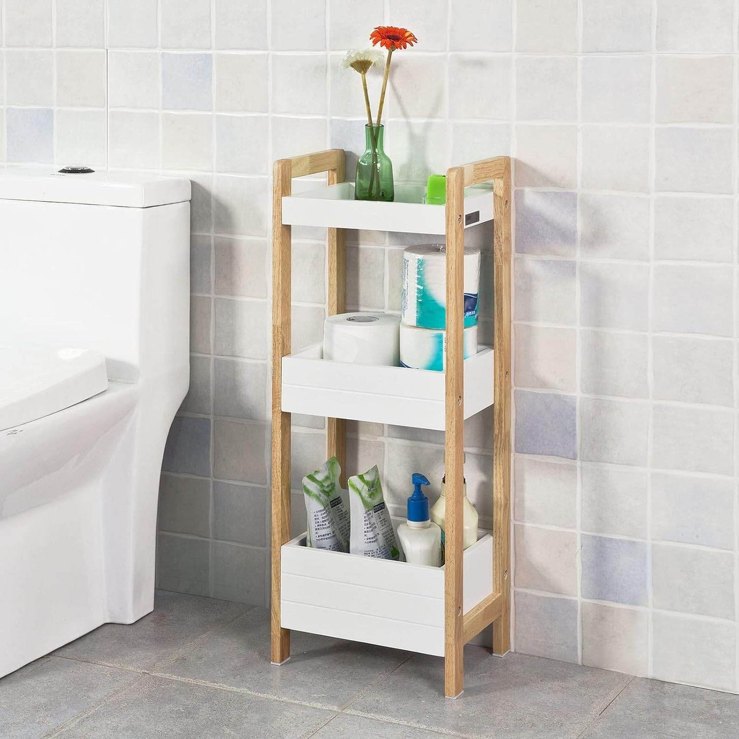 Badregal | kleines Regal | Aufbewahrungsregal Weiss FRG226-WN - Palo24