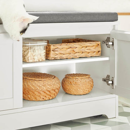 Katzenhaus mit Katzennäpfe | Tierhaus | Schuhbank mit Katzenhaus | Weiss FSR136-W - Palo24