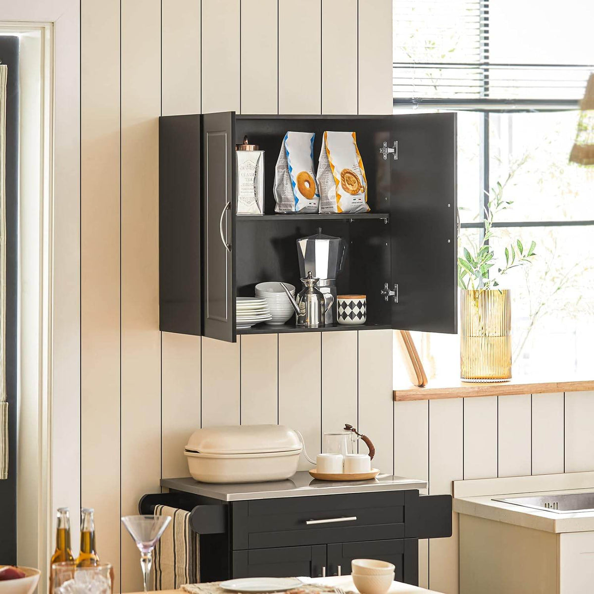 Wandschrank | Hängeschrank | Badschrank Schwarz | Medizinschrank | FRG231-SCH - Palo24