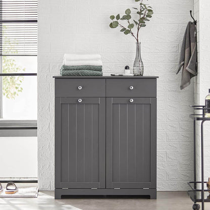 Wäscheschrank mit 2 Wäschesäcke | Wäschesammler | Wäschekorb Grau | BZR33-DG - Palo24