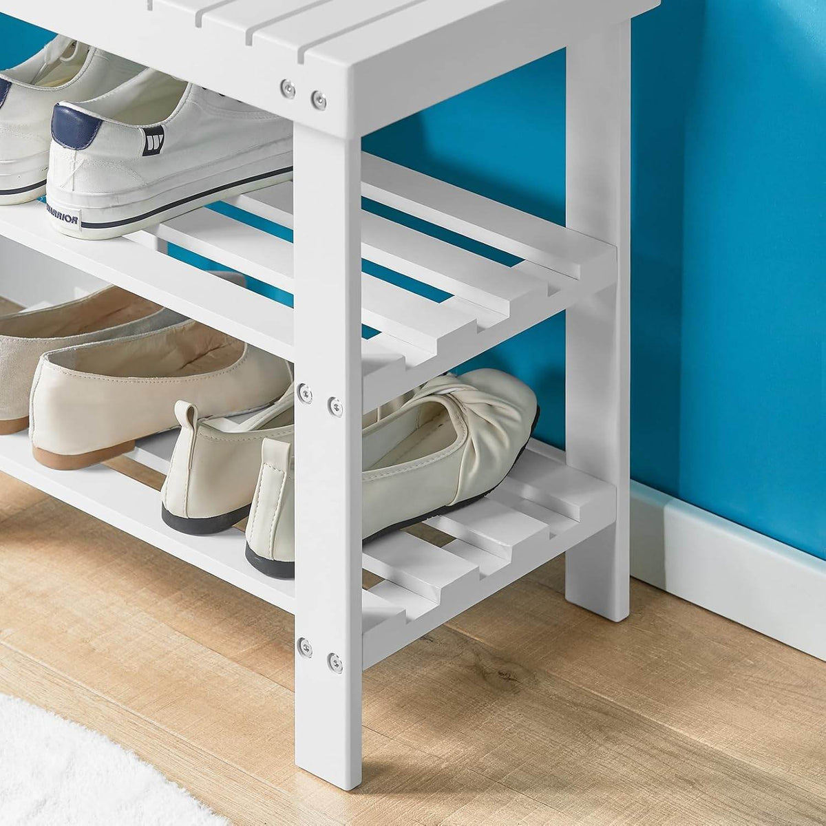 Schuhregal | Sitzbank schmal | Breit 50cm Weiss | FSR02-K-W - Palo24