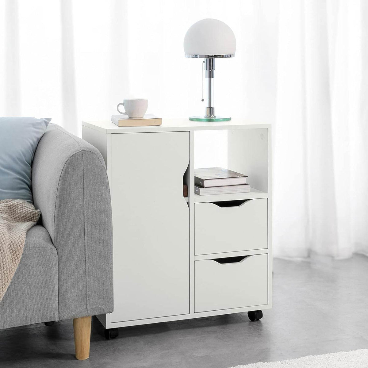 Druckertisch mit Schublade | Beistelltisch | Couchtisch Weiss FBT105-W - Palo24