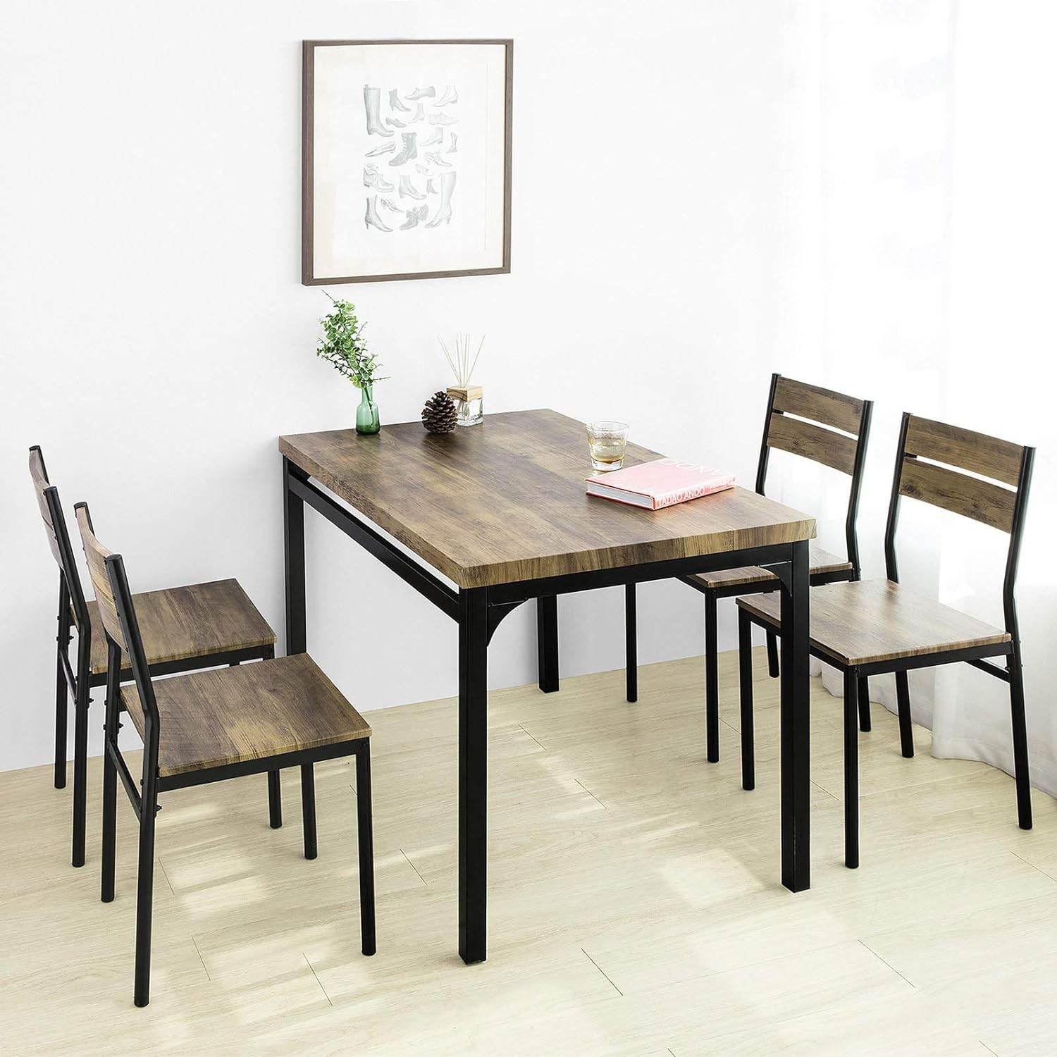 Esstisch mit 4 Stühlen | 5-teilig Essgruppe | Küchentisch | OGT28-N+FST72-Nx4 - Palo24