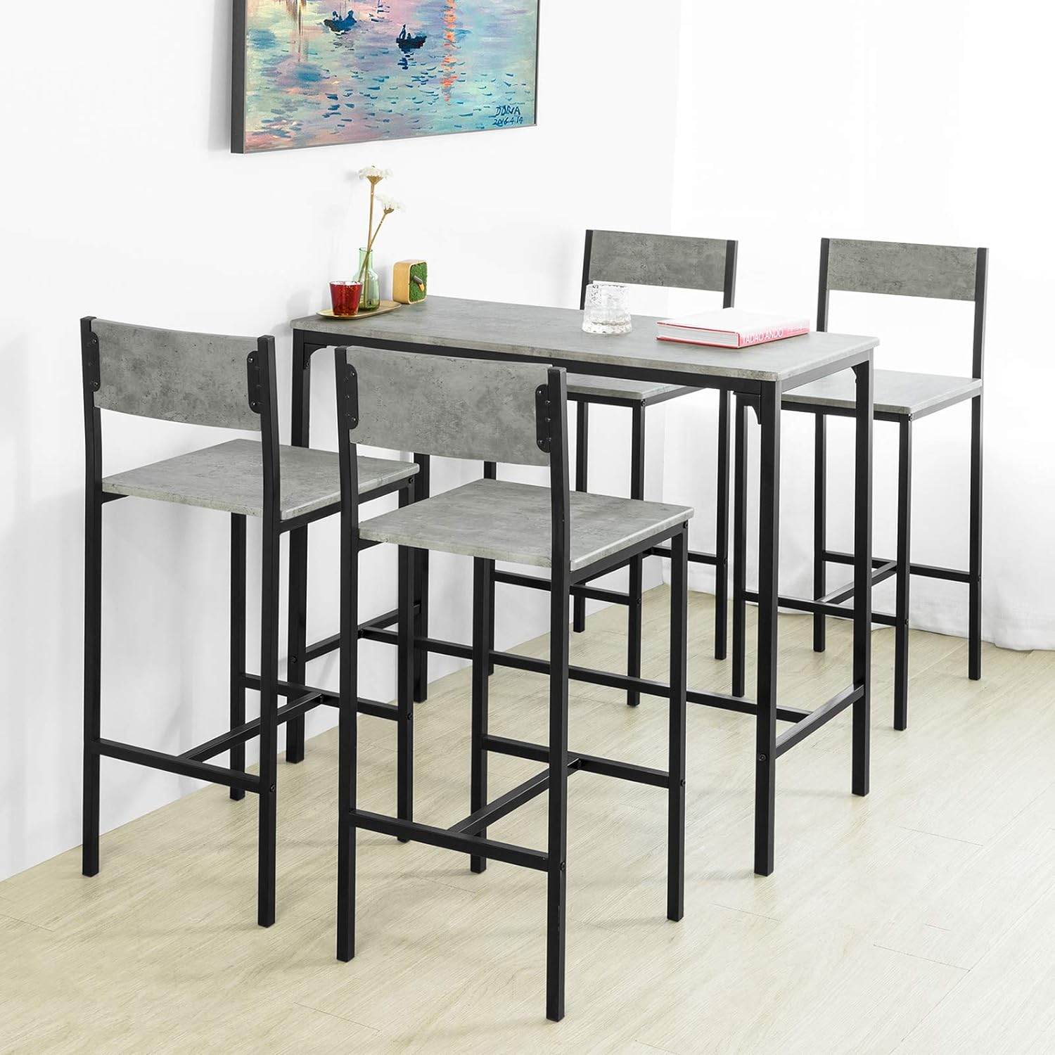 Bartisch mit 4 Hockern | Bartisch set | 5-teilig | OGT14 - Palo24