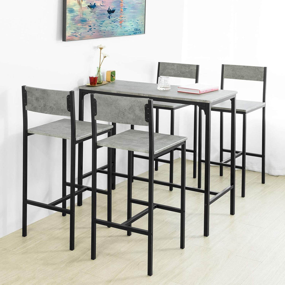 Bartisch mit 4 Hockern | Bartisch set | 5-teilig | OGT14 - Palo24