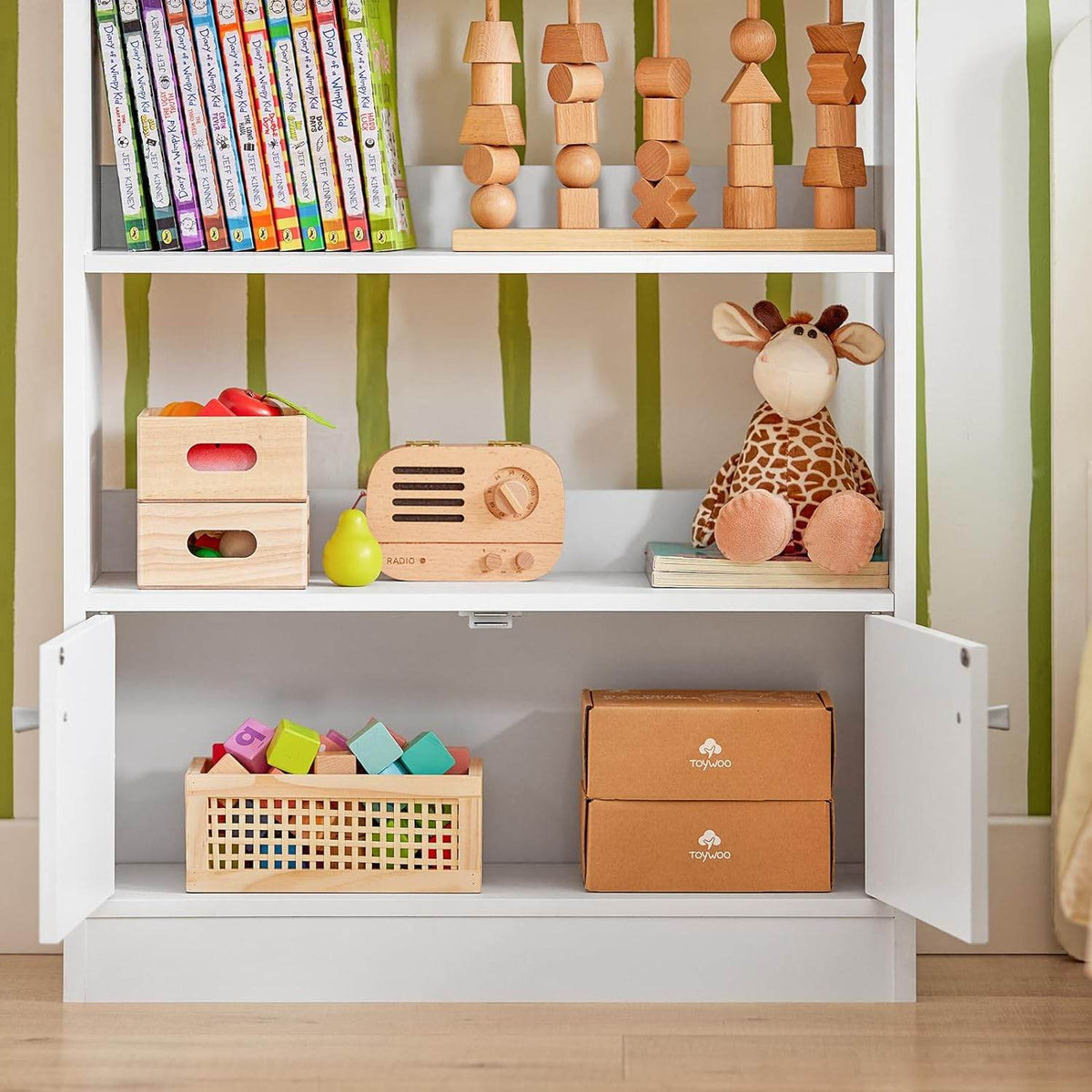 Kinderbücherregal | Standregal Kinderzimmer | Aufbewahrungsregal Weiss KMB11-W - Palo24