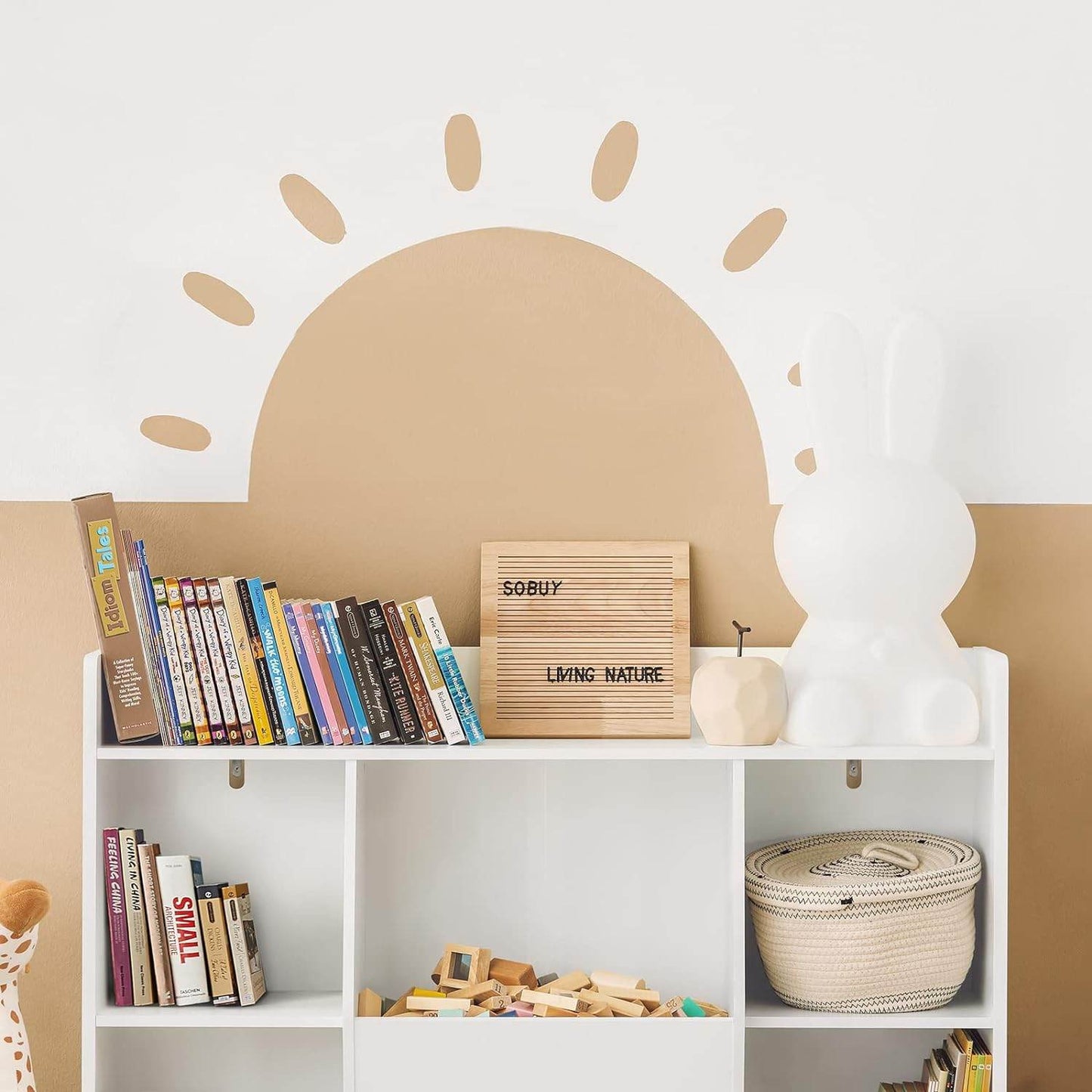Kinderbücherregal | Spielzeugtruhe | Aufbewahrungsregal für Kinder | Weiss KMB55-W - Palo24