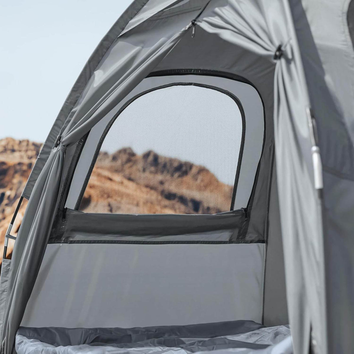 4in1-Zelt Für 1 Person Wurfzelt Feldbett Mit Campingliege Hellgrau - Palo24