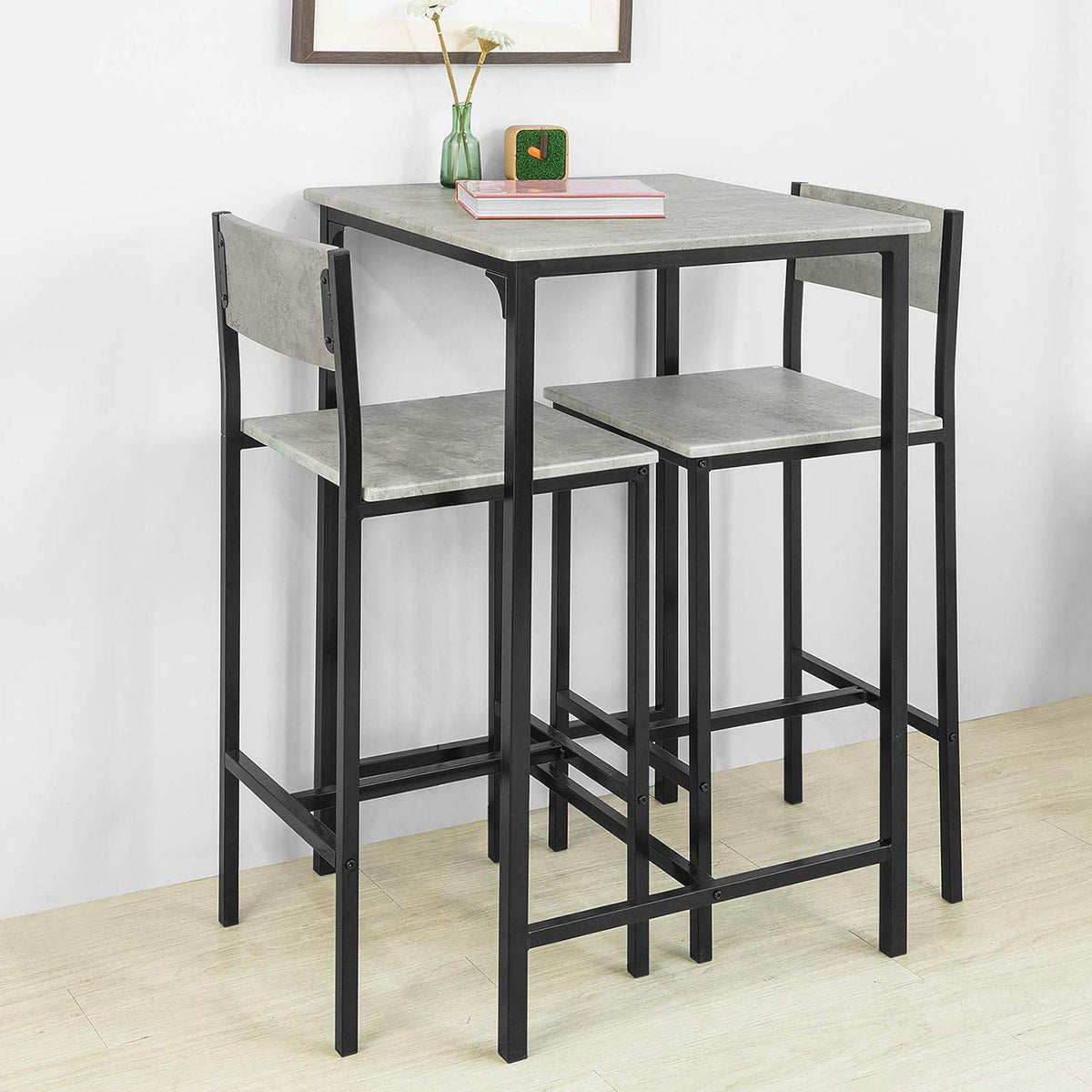 Bartisch mit 2 Barhocker | Bartisch set | 3-teilig | grau | OGT27-HG - Palo24