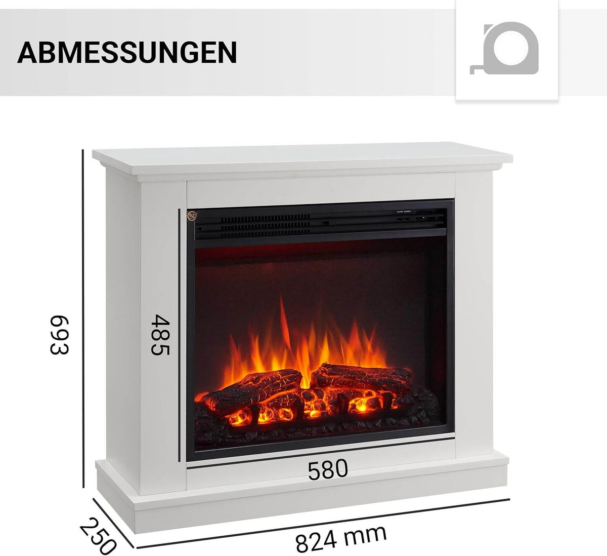 BALDERIA Elektrokamin Phanos 3D-Flammeneffekt 2000W - Palo24