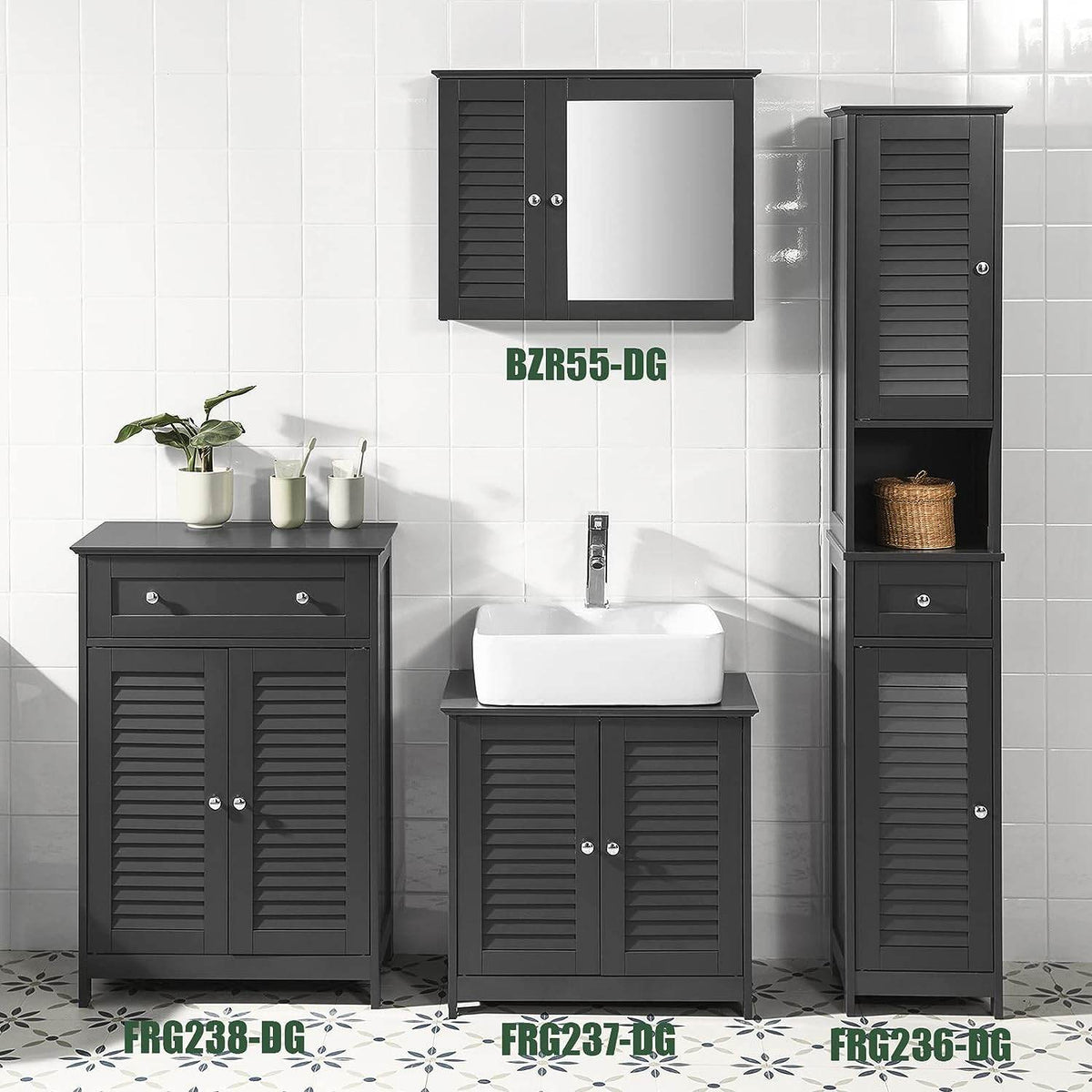 Badkommode | Badzimmerschrank | Sideboard Dunkelgrau | FRG238-DG - Palo24