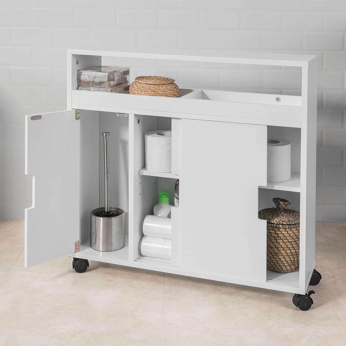 Badrollwagen | Nischenschrank | Badschrank Weiss BZR02-W - Palo24