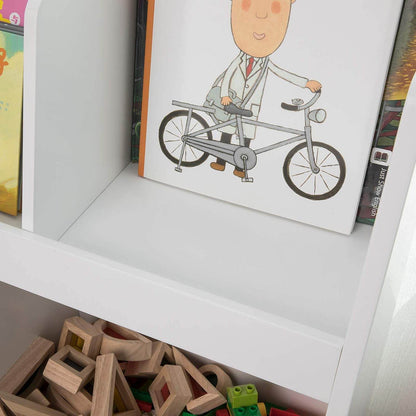 Kinderbücherregal | Spielzeugtruhe | Aufbewahrungsregal Kinderzimmer | Weiss KMB19-W - Palo24