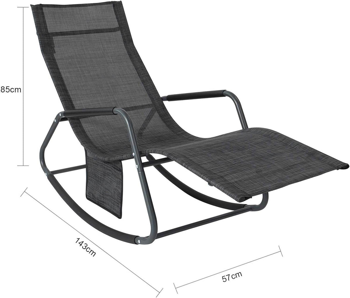 Gartenliege | Sonnenliege mit Tasche | Schaukelliege Schwarz/Grau | OGS47-MS - Palo24