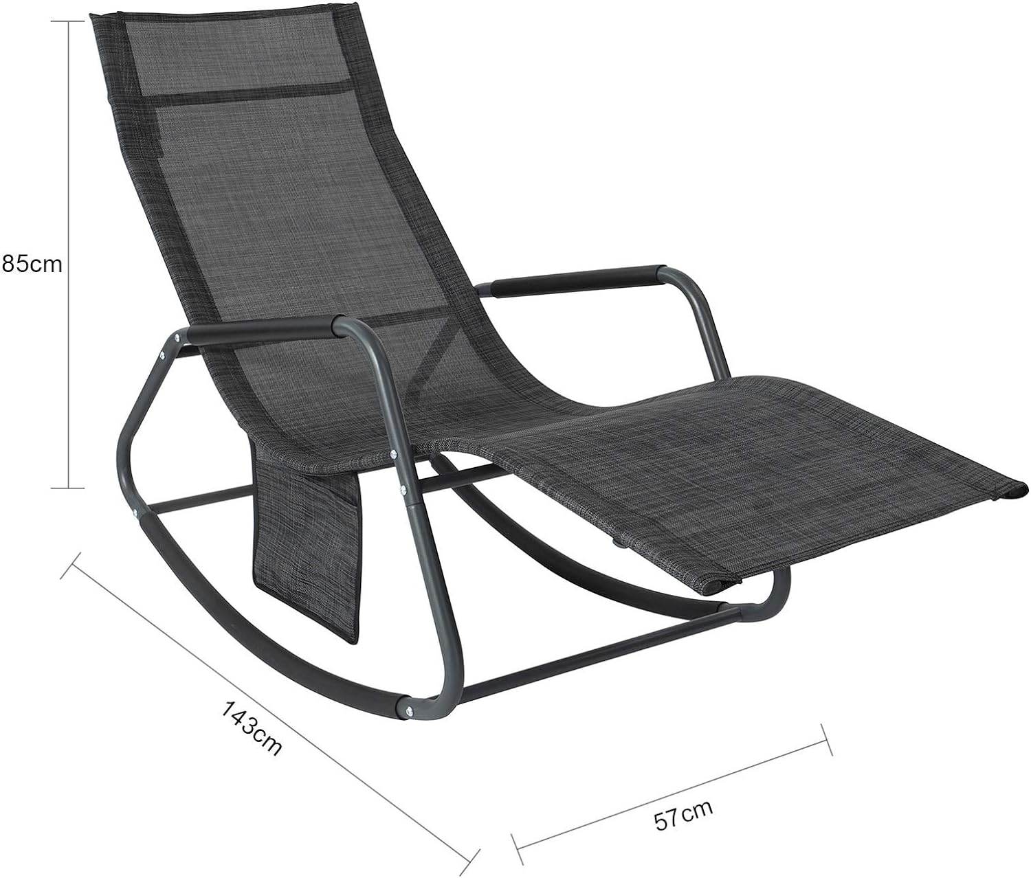 Gartenliege | Sonnenliege mit Tasche | Schaukelliege Schwarz/Grau | OGS47-MS - Palo24
