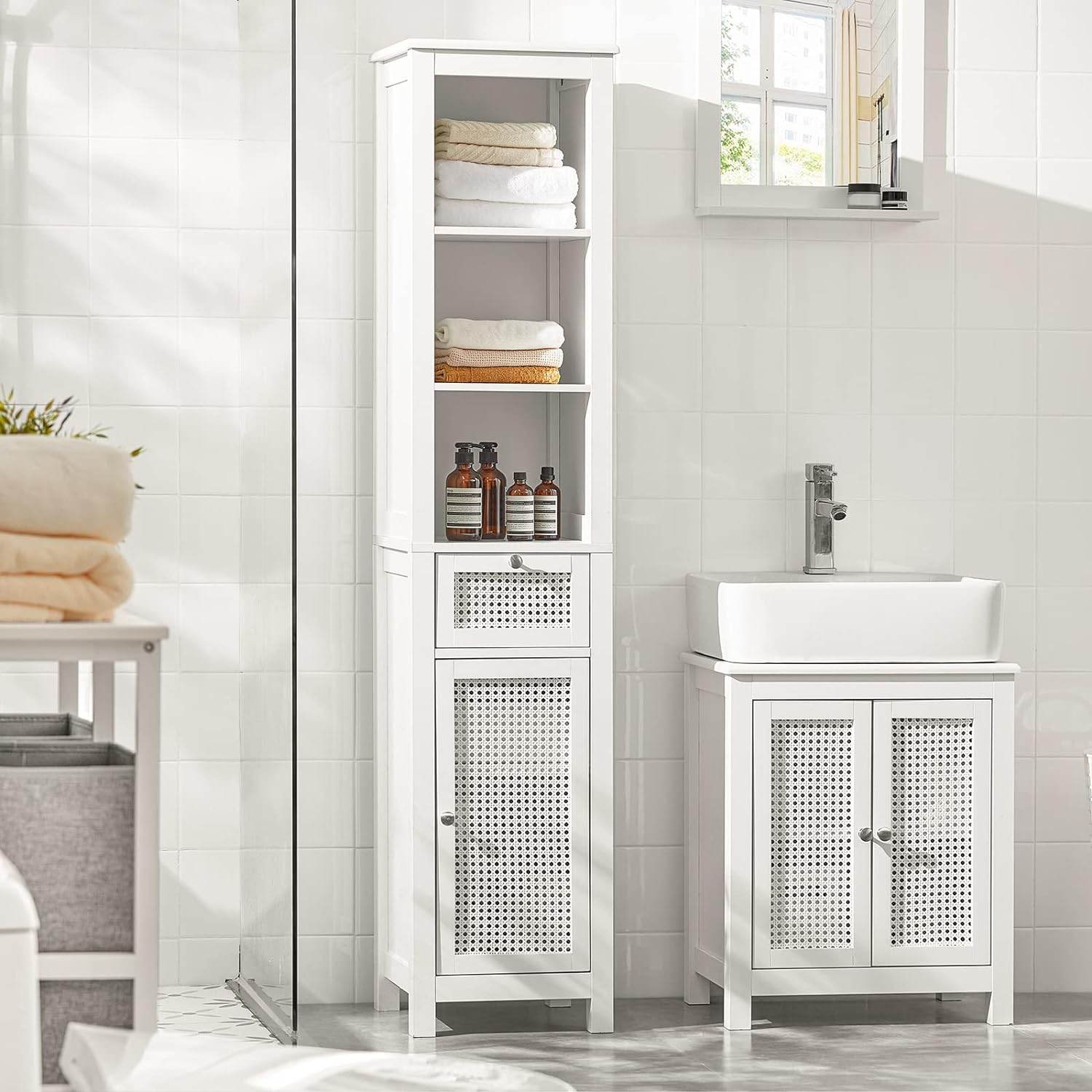 Bad Hochschrank | Badschrank | Badregal Weiss BZR36-W - Palo24