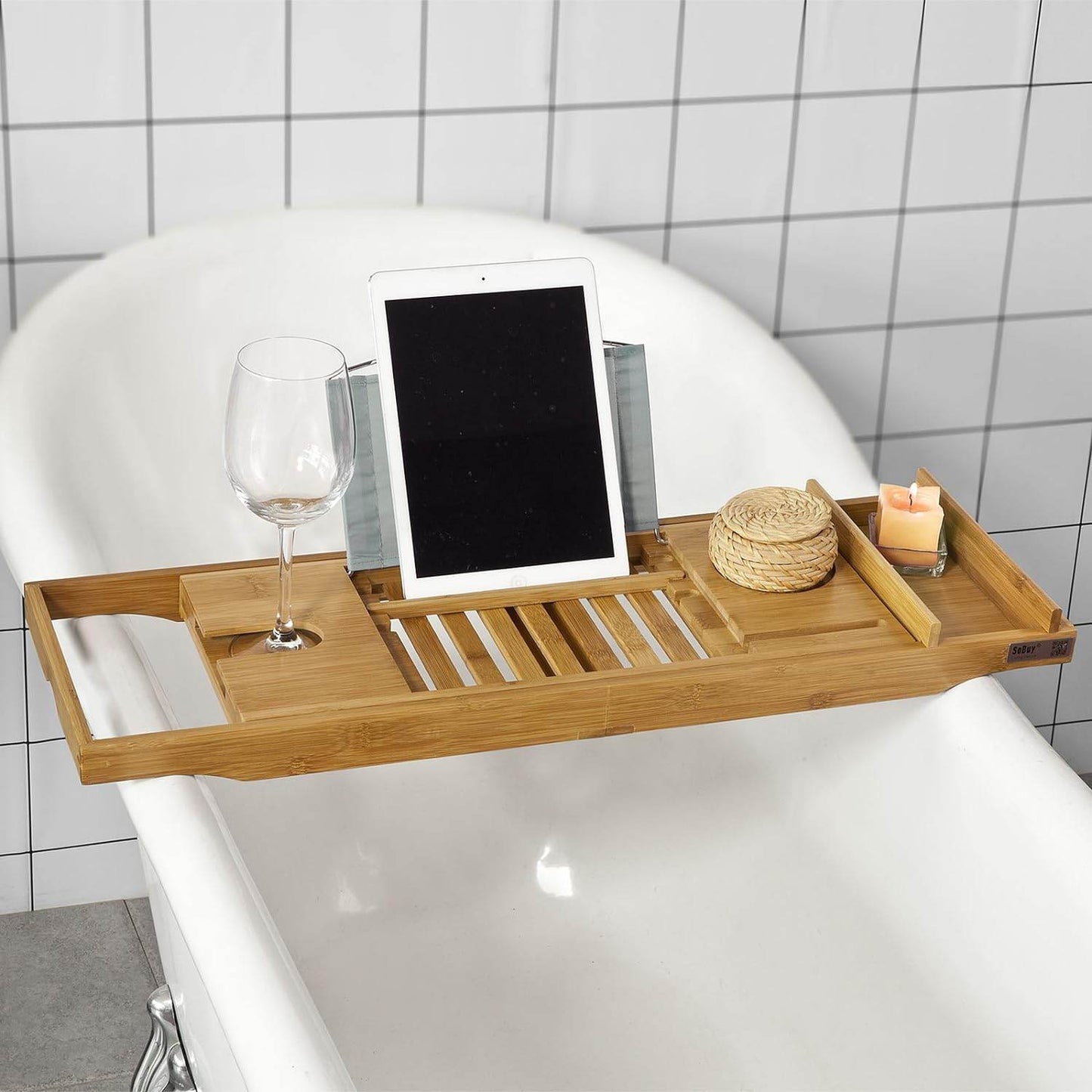 Badewannenablage ausziehbar | Badewannenbrett Bambus | FRG207-N - Palo24