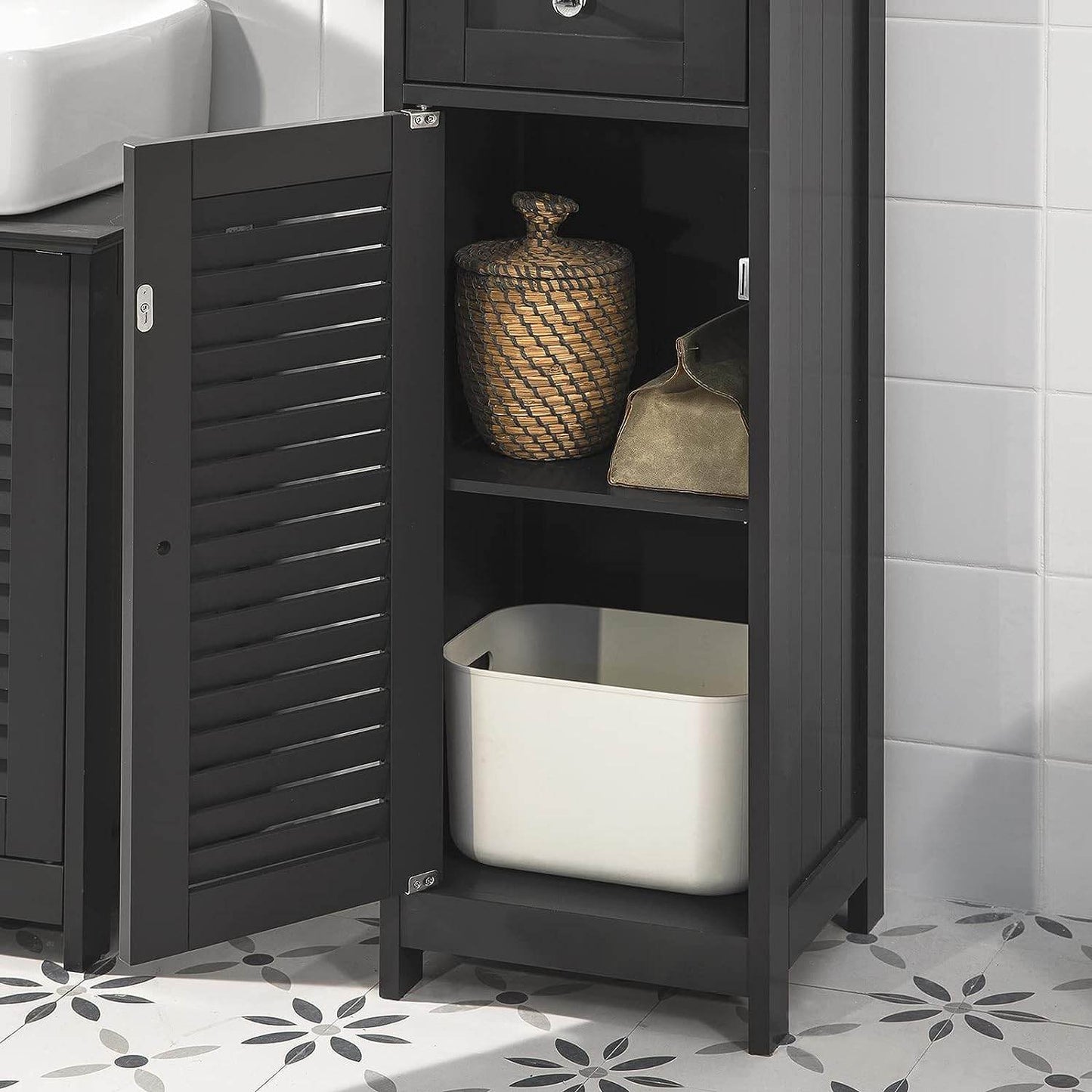 Bad Hochschrank | Badschrank | Badregal Grau | FRG236-DG - Palo24