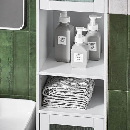 Bad Hochschrank | Badschrank mit Glastür | Badregal | Weiss BZR118-W - Palo24