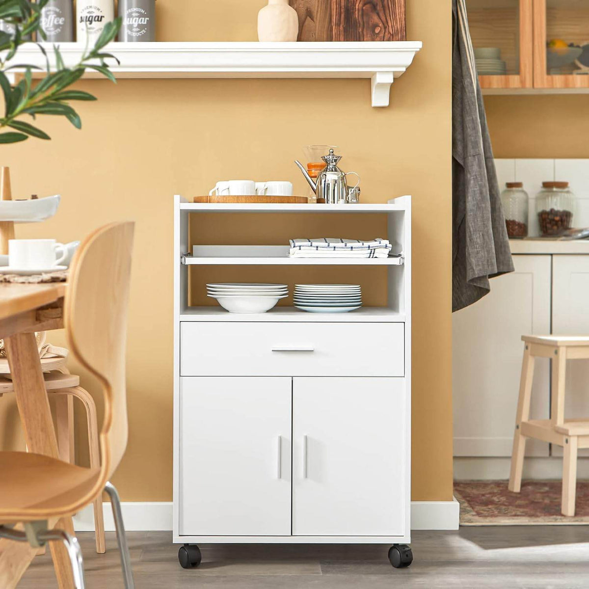 Küchenschrank | Mikrowellenschrank | Rollschrank Weiss FSB09-W - Palo24