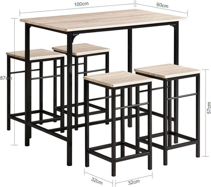 Bartisch mit 4 Hockern | Bartisch set | 5-teilig | OGT11-N - Palo24