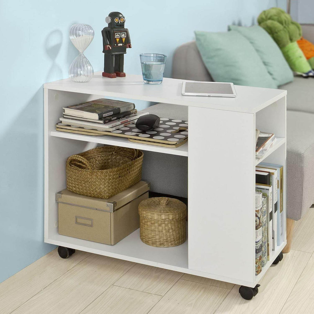 Beistelltisch mit Rollen | Druckertisch | Couchtisch Weiss FBT34-W - Palo24