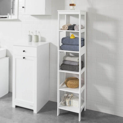 Badregal mit 5 Ablagen | Bad Hochschrank | Weiss BZR14-W - Palo24