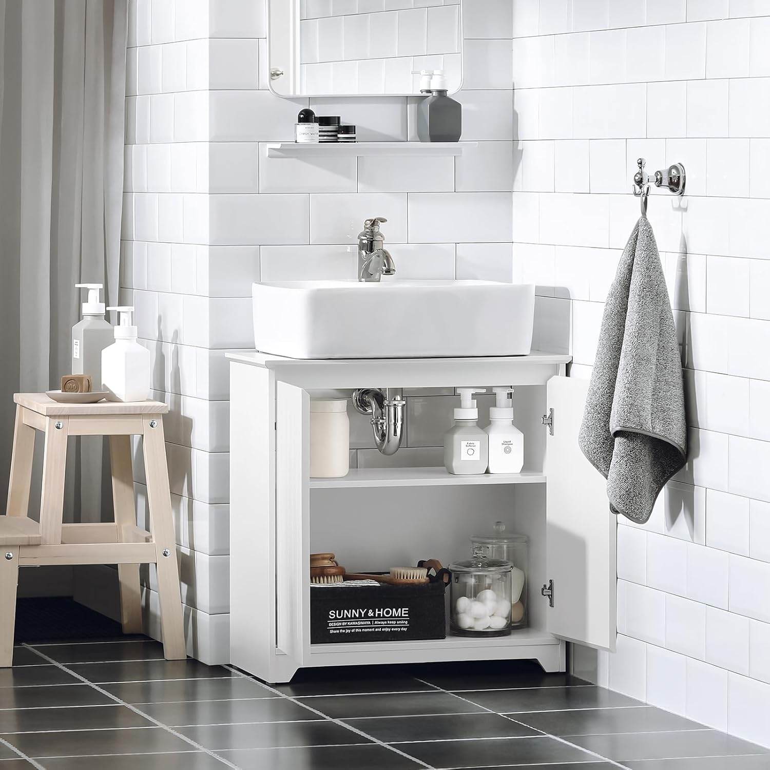 Waschbeckenunterschrank | Badezimmerschrank | Waschtisch | Weiss BZR108-W - Palo24