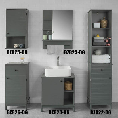 Hängeschrank Bad | Wandschrank | Medizinschrank | Dunkelgrau | BZR25-DG - Palo24