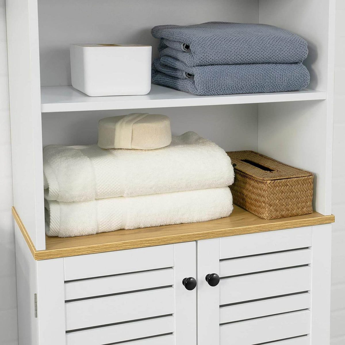 Badezimmer Hochschrank | Badschrank Weiss Badezimmermöbel | BZR44-W - Palo24
