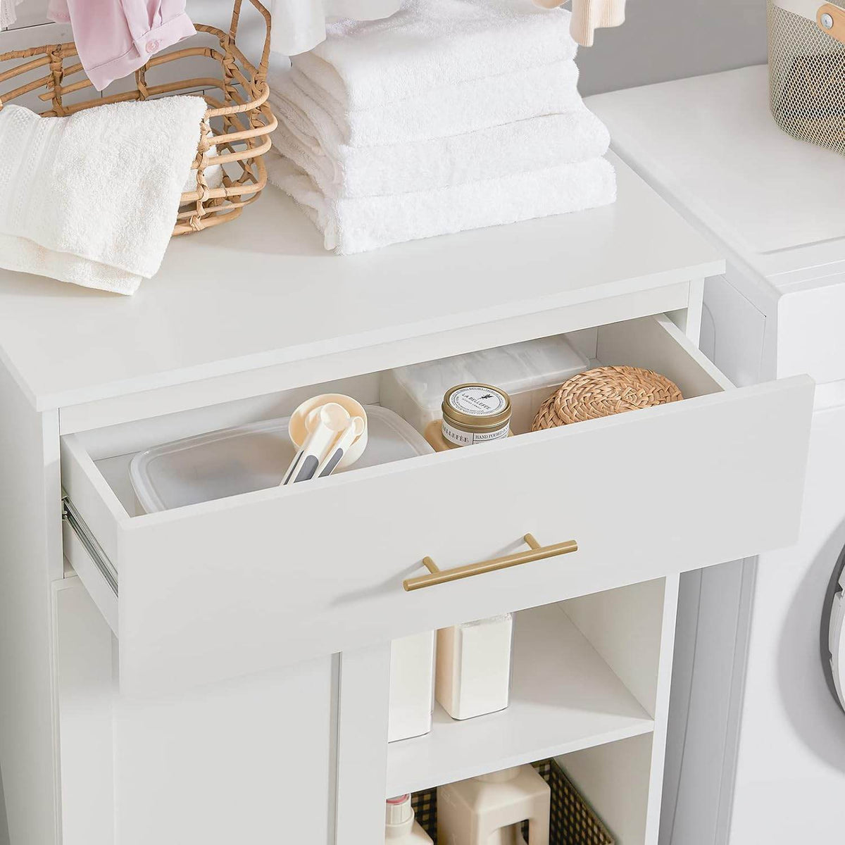 Wäscheschrank | Wäschesammler | Badschrank Weiss BZR66-W - Palo24