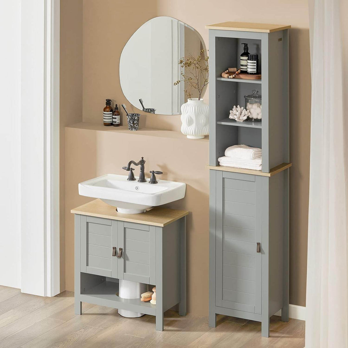 Bad Hochschrank | Badschrank | Badregal | Badezimmerschrank | BZR68-HG - Palo24