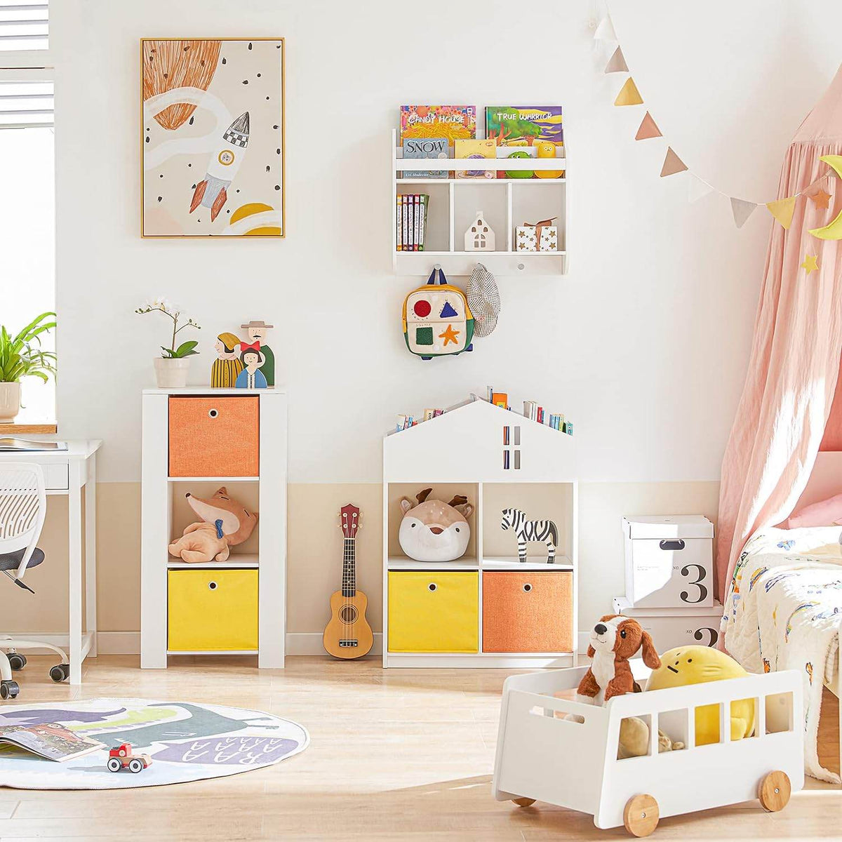 Kinder Bücherregal | Wandregal für Kinder | Aufbewahrungsregal | KMB46-W - Palo24